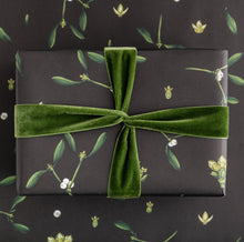 Load image into Gallery viewer, Mistletoe - Black Christmas Gift Wrap