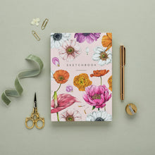 Load image into Gallery viewer, Hardback A5 Sketchbook - Floral Brights