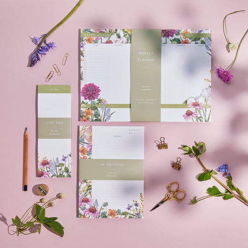 Stationery Trio - Planner, Notepad & List Pad Set - Bountiful Blooms