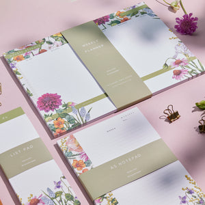 Stationery Trio - Planner, Notepad & List Pad Set - Bountiful Blooms