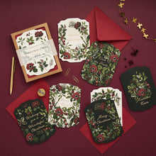 Load image into Gallery viewer, Box of 8 Botanical Luxury Christmas Cards - 'Midnight Garden' Collection