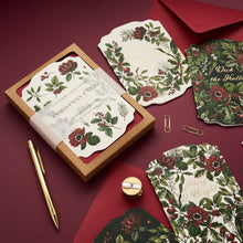 Load image into Gallery viewer, Box of 8 Botanical Luxury Christmas Cards - 'Midnight Garden' Collection