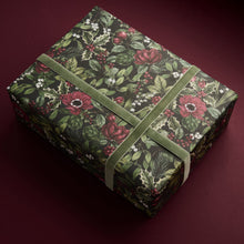 Load image into Gallery viewer, Midnight Garden - Red Stripe - Christmas Gift Wrap