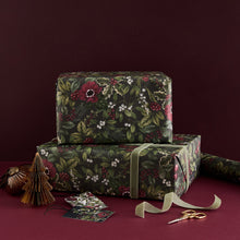 Load image into Gallery viewer, Midnight Garden - Red Stripe - Christmas Gift Wrap