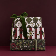 Load image into Gallery viewer, Midnight Garden - Red Stripe - Christmas Gift Wrap