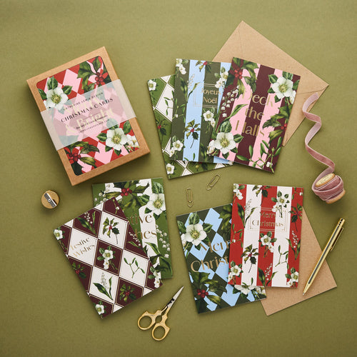 Box of 8 Botanical Luxury Christmas Cards - 'Carnivalesque' Collection