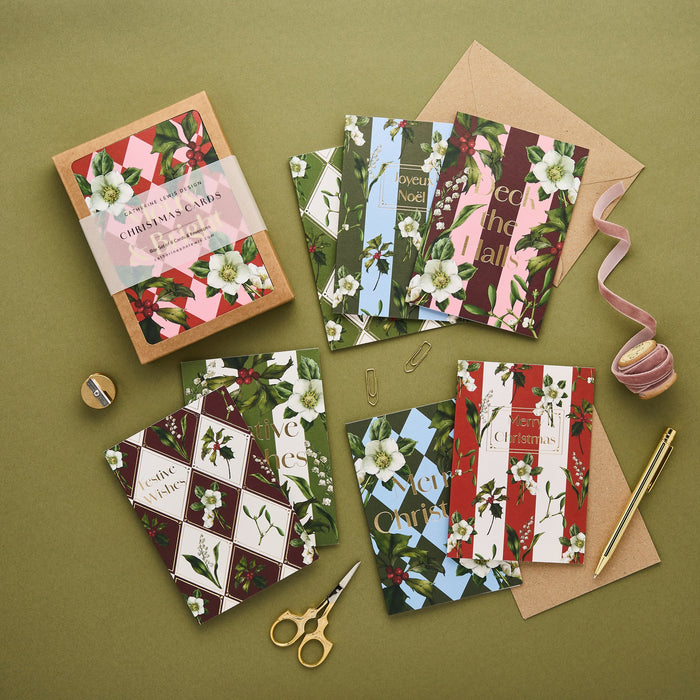Box of 8 Botanical Luxury Christmas Cards - 'Carnivalesque' Collection