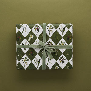 Carnivalesque - Green Harlequin - Christmas Gift Wrap