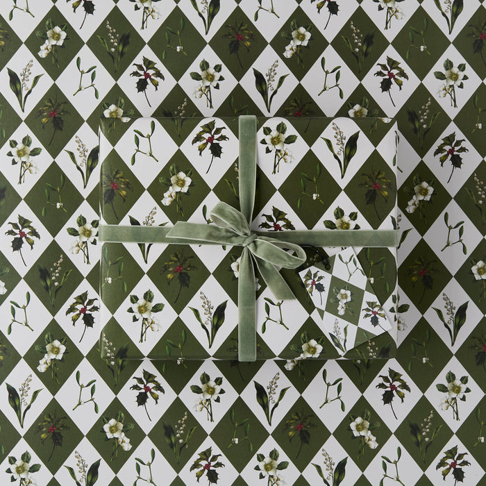 Carnivalesque - Green Harlequin - Christmas Gift Wrap