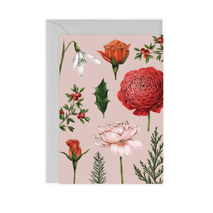 Berry Roses - Pink Christmas Card