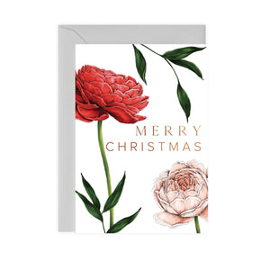 Berry Roses - Rose - White Christmas Card