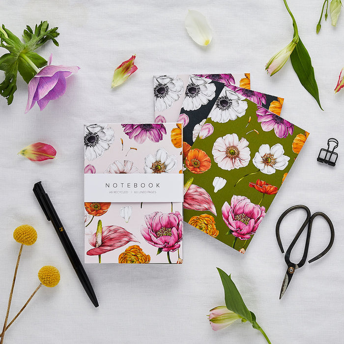 'Floral Brights' Collection - A6 Set of 3 Notebooks