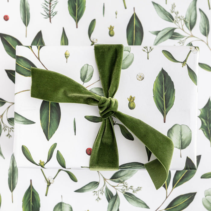 Greenery - White Christmas Gift Wrap
