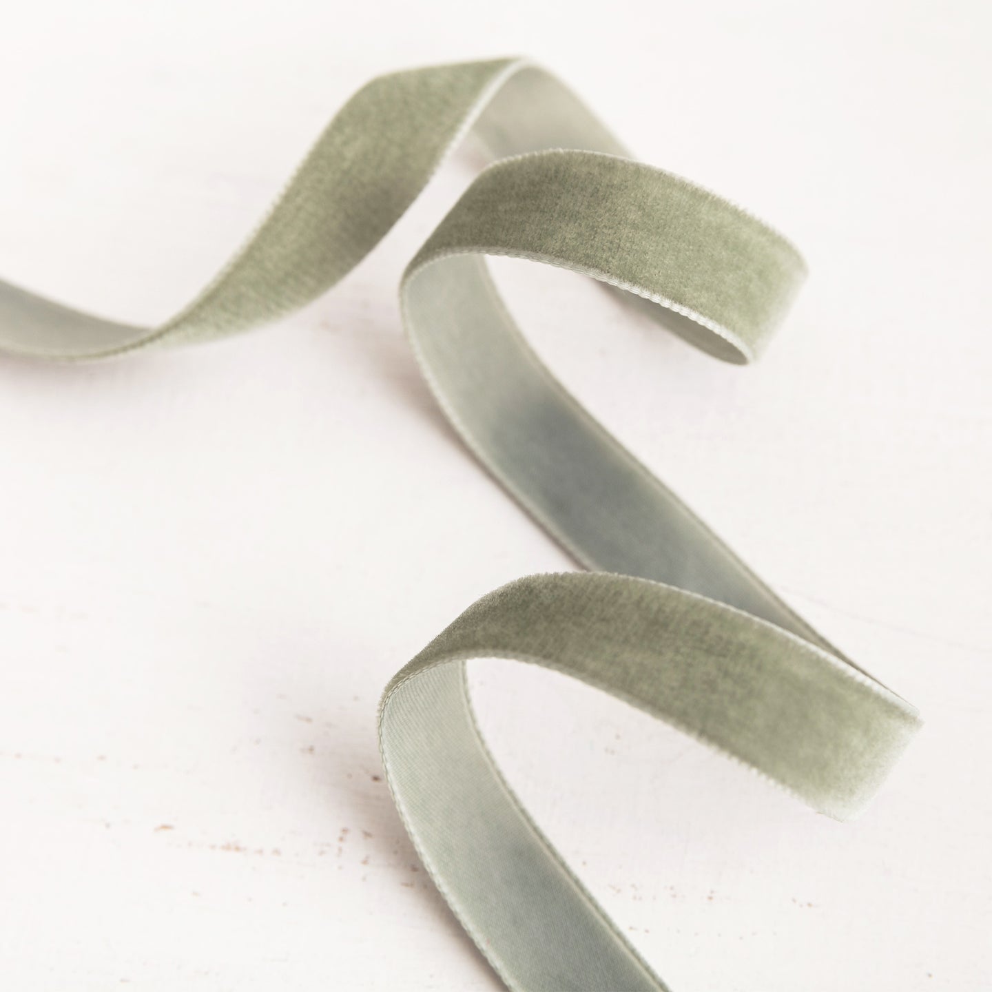 Dusty Sage Green Swiss Velvet Ribbon • 1/8 • 1/4 • 3/8 • 5/8 • 7/8 •  1-1/2 • 2