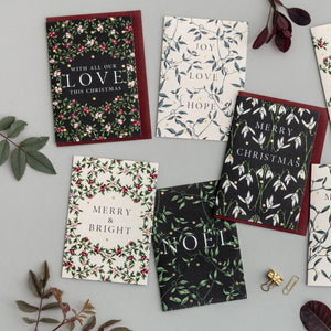 Box of 8 Botanical Luxury Christmas Cards - 'Merry Nouveau' Collection