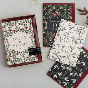 Box of 8 Botanical Luxury Christmas Cards - 'Merry Nouveau' Collection