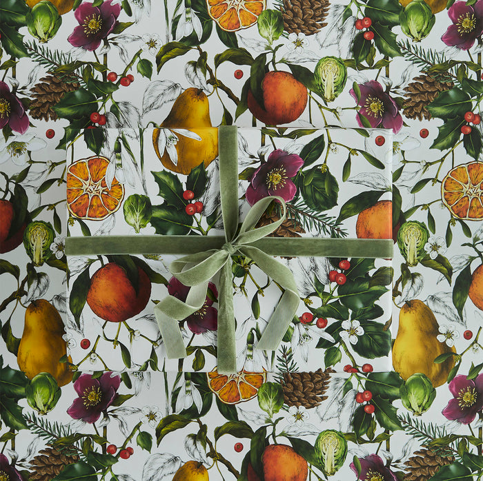 No. 1 - 'The Botanist Archive : Festive Edition' - Ivory Christmas Gift Wrap