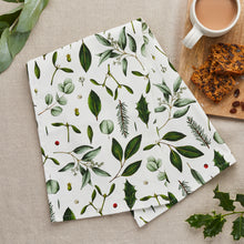 Load image into Gallery viewer, Christmas Tea Towel - Greenery - White