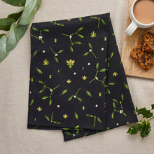 Load image into Gallery viewer, Christmas Tea Towel - Mistletoe - Black