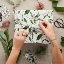 Load image into Gallery viewer, Christmas Furoshiki Fabric Wrap - White Greenery
