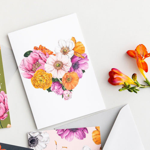Floral Brights Heart Card