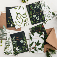 Load image into Gallery viewer, Greenery - Black Christmas Card