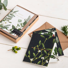 Load image into Gallery viewer, Box of 8 Luxury Botanical Christmas Cards - &#39;Greenery&#39; Collection
