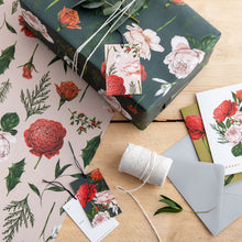 Load image into Gallery viewer, Berry Roses - Navy Christmas Gift Wrap