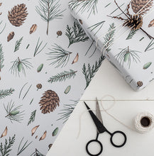 Load image into Gallery viewer, White Pine - Grey Christmas Gift Wrap