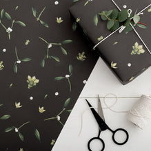 Load image into Gallery viewer, Mistletoe - Black Christmas Gift Wrap