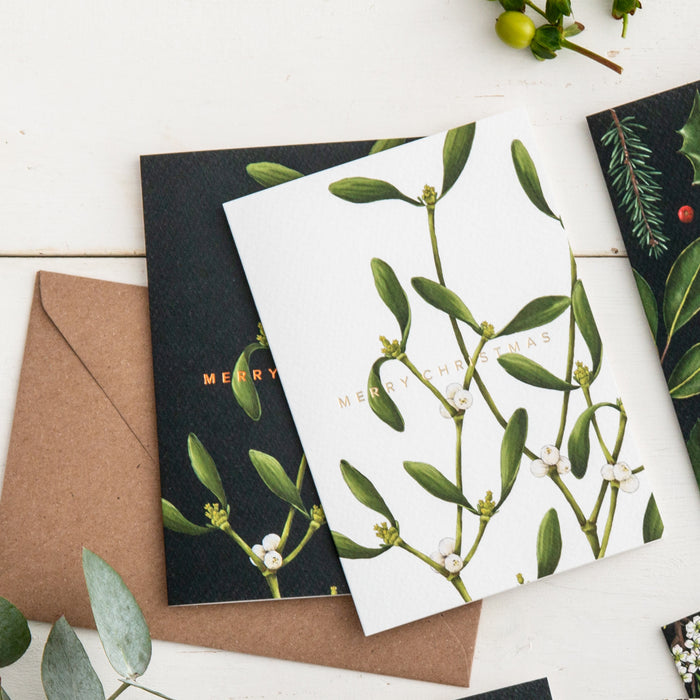 Mistletoe - White Christmas Card